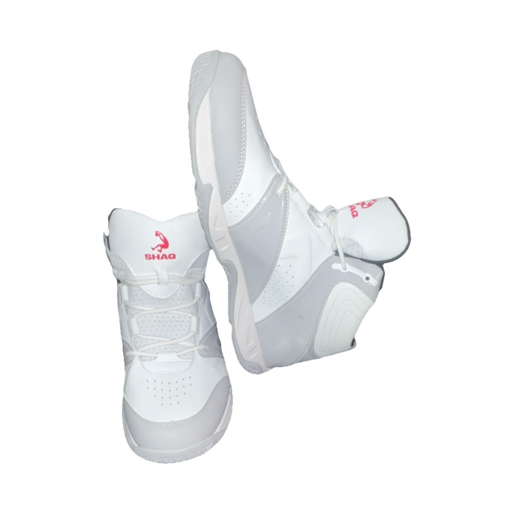 14N10/Shaq Mid Top White Gray Lace Athletic Basketball Sneaker AQ95051M SWR Men
